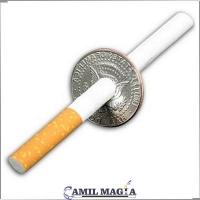 Moneda Atravesada por un Cigarrillo (Dos Lados) Medio Dolar por Camil Magia